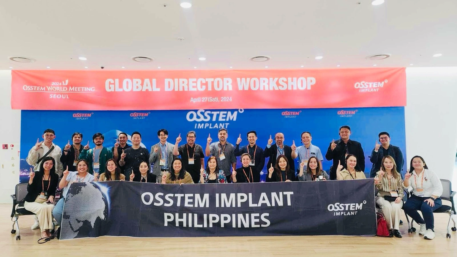 Two implant surgeons from Affinity Dental Clinics with the Philippine contingent at the Osstem World Meeting 2024 in Seoul, South Korea
