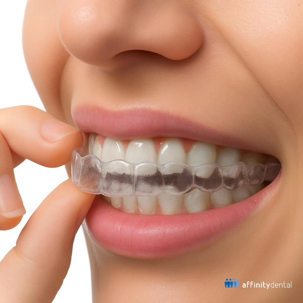 Close-up of a person wearing clear aligners from Affinity Dental Clinics in the Philippines