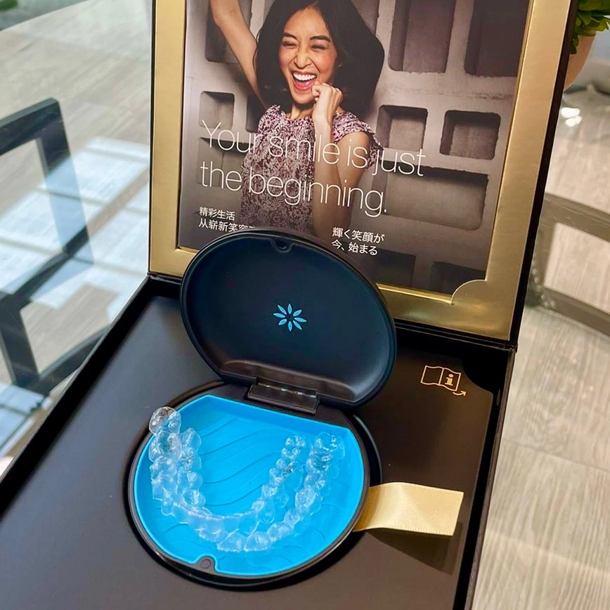 Invisalign clear aligners in a protective case at Affinity Dental Clinics Makati