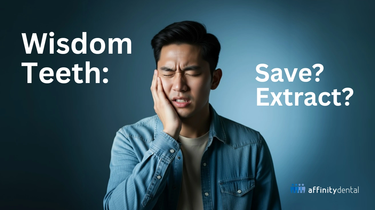 Young man holding his jaw in pain due to an impacted wisdom tooth - Image by Affinity Dental Clinics.
