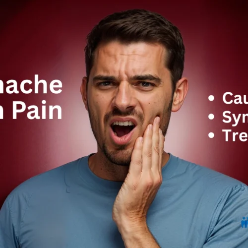 A man holding his cheek in pain, representing toothache. Text on the image reads: "Toothache Tooth Pain – Causes, Symptoms, Treatment," with the Affinity Dental logo.